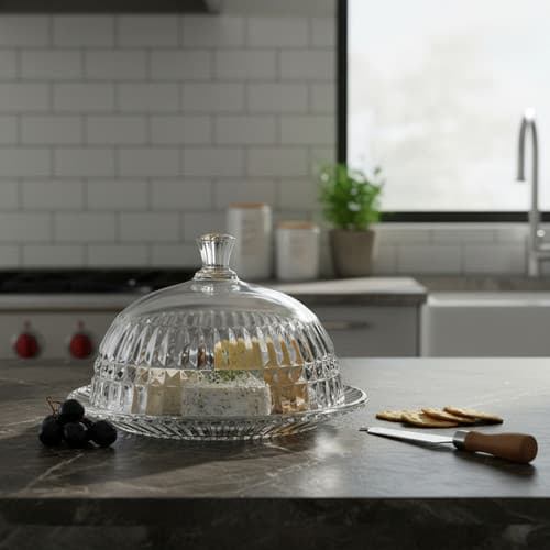 Porta Queijo De Vidro Queijeira 19x12,5cm Linha Premiun Vidro Cristal