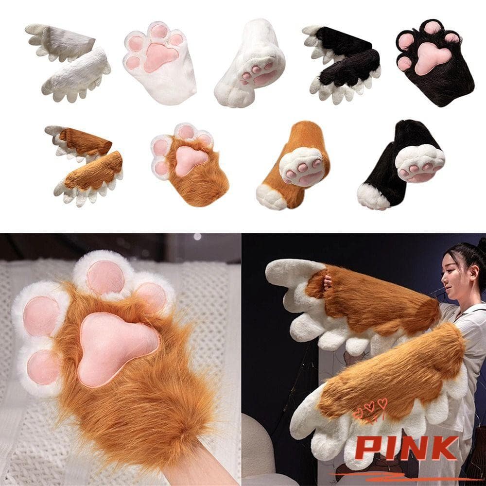 PINK1 Luvas Fursuit , Asas Vestíveis Gigantes Estilo Gato Urso , Design Fofo , Brinquedos De Pelúcia De Material