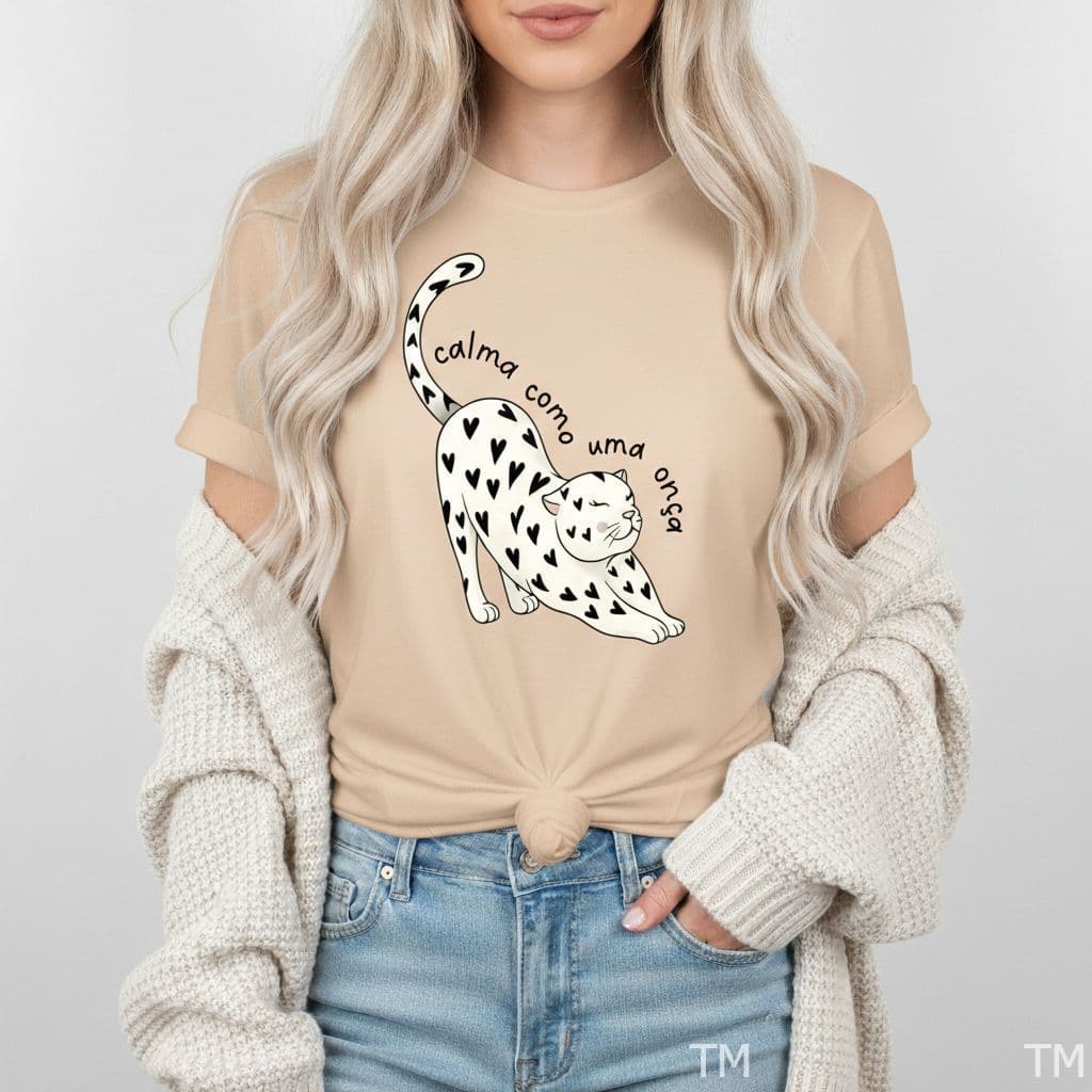 Camiseta Feminina Moderna Casual Como Uma Onça Blusinha T-shirt Algodão Para Mulher