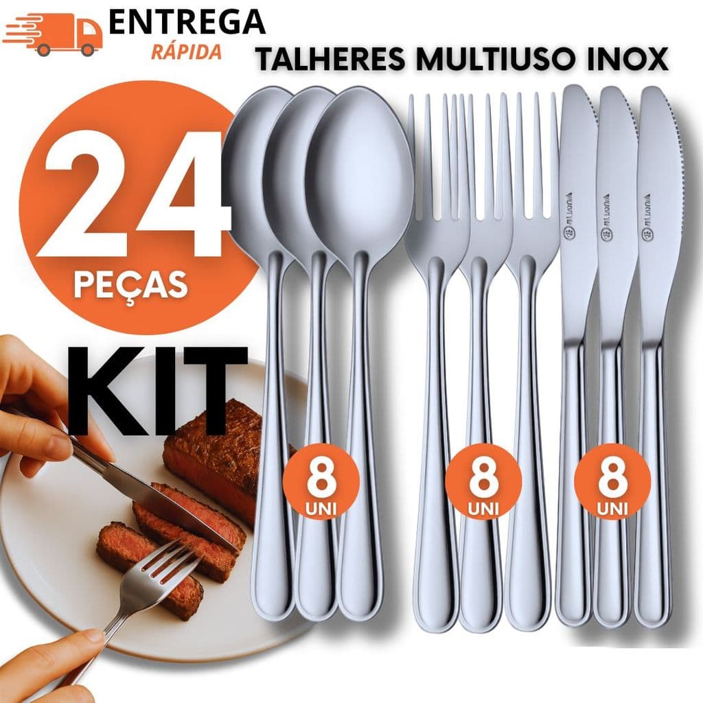 Kit Talher Inox Garfo Faca Colher Econômico Cozinha Casa Restaurante Buffet Faqueiro Barato Qualidade