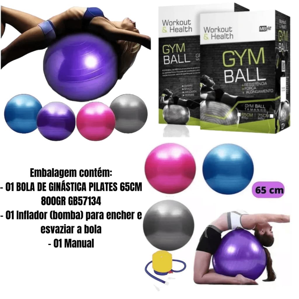 Bola de ginástica suíça yoga pilates 65cm bola de pilates inflável anti estouro odin fit