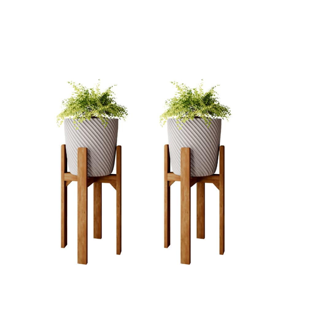 Kit Suportes Em Madeira e Vaso de Plantas 40 e 55cm Legs Cachepot e vaso 29cm