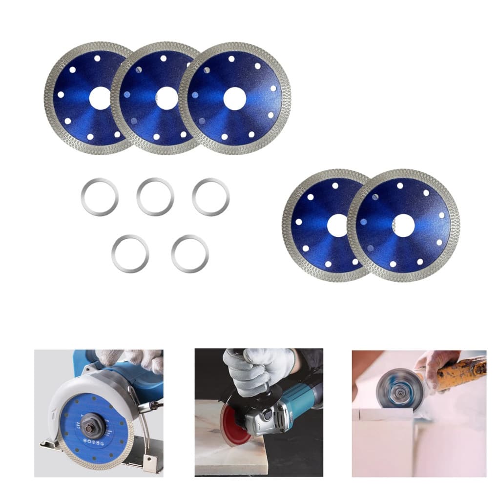 Conjunto de 5 peças Disco de corte de telha ondulado de malha azul 115 Disco de corte de diamante, usado para cortar vid