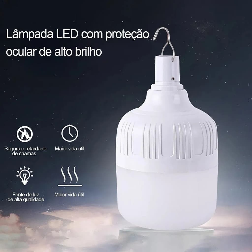 80w Lampião Camping Led Recarregável Acampamen Barraca
