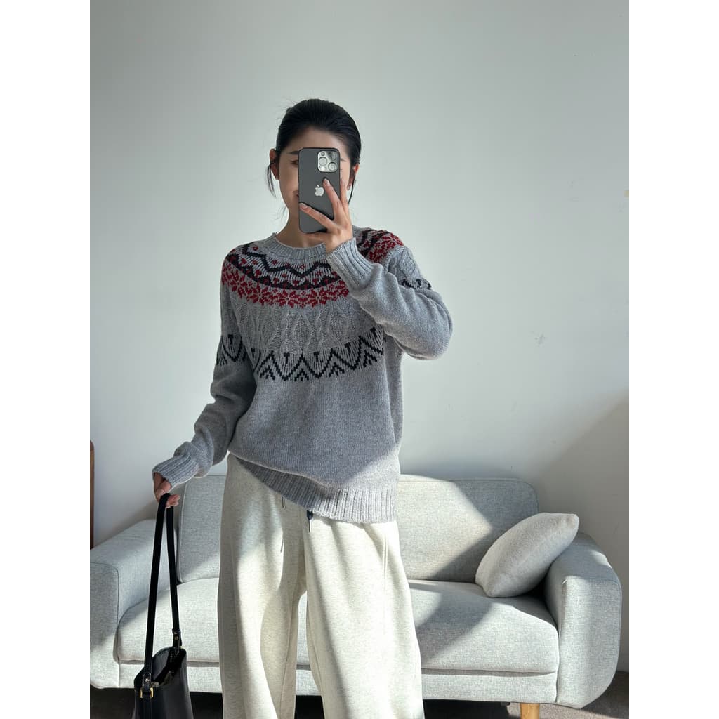 Sem reabastecimento feminino meia gola alta tridimensional Jacquard suéter de lã grosso