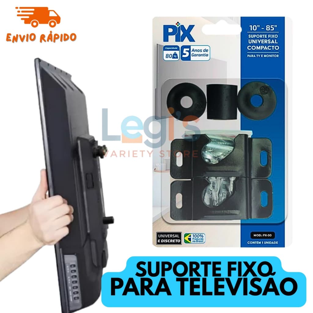 Suporte TV Fixo Universal 10” a 85” Para Parede Painel Resistente Fácil Instalar Seguro Resistente