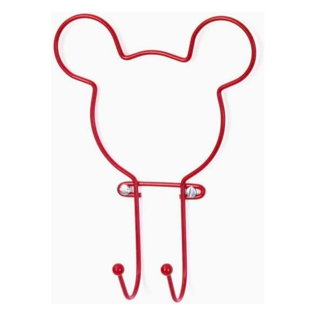 Suporte Roupas e Toalhas Com 2 Ganchos Disney Mickey Arthi Vermelho