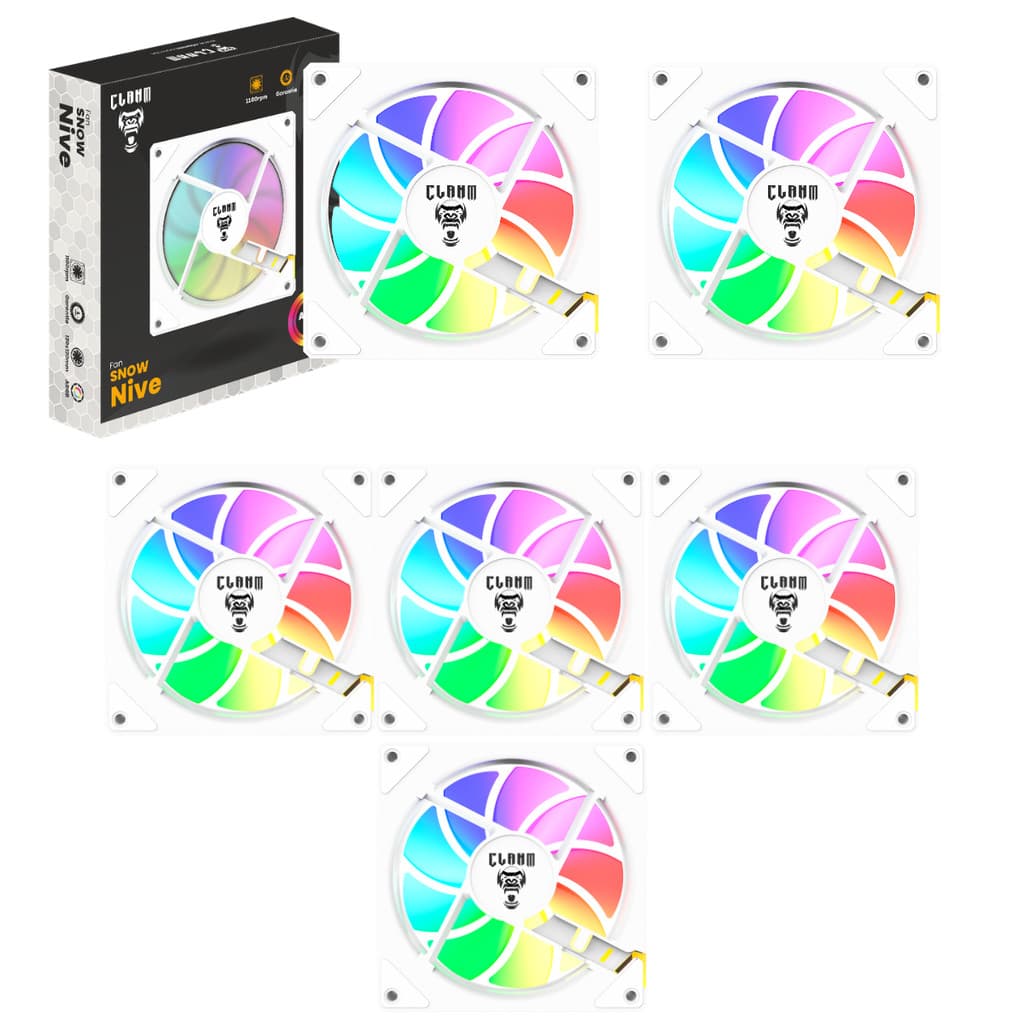 Kit 6x COOLER FAN Gamer Snow Nive Led ARGB 3 PINOS CLANM