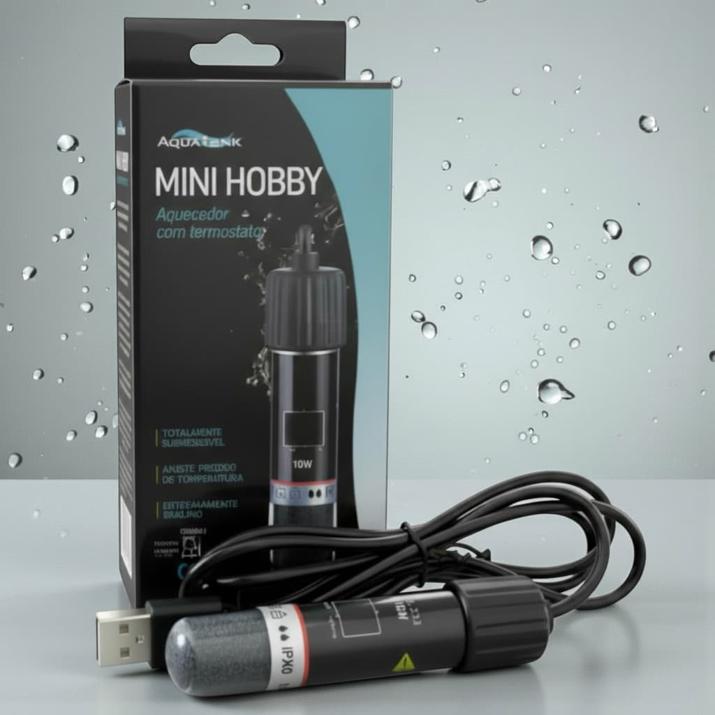 Termostato Usb 10w Mini Aquacedor 10W Bivolt para Aquario Pequeno Beteira Peixe Betta Guppies Tetra