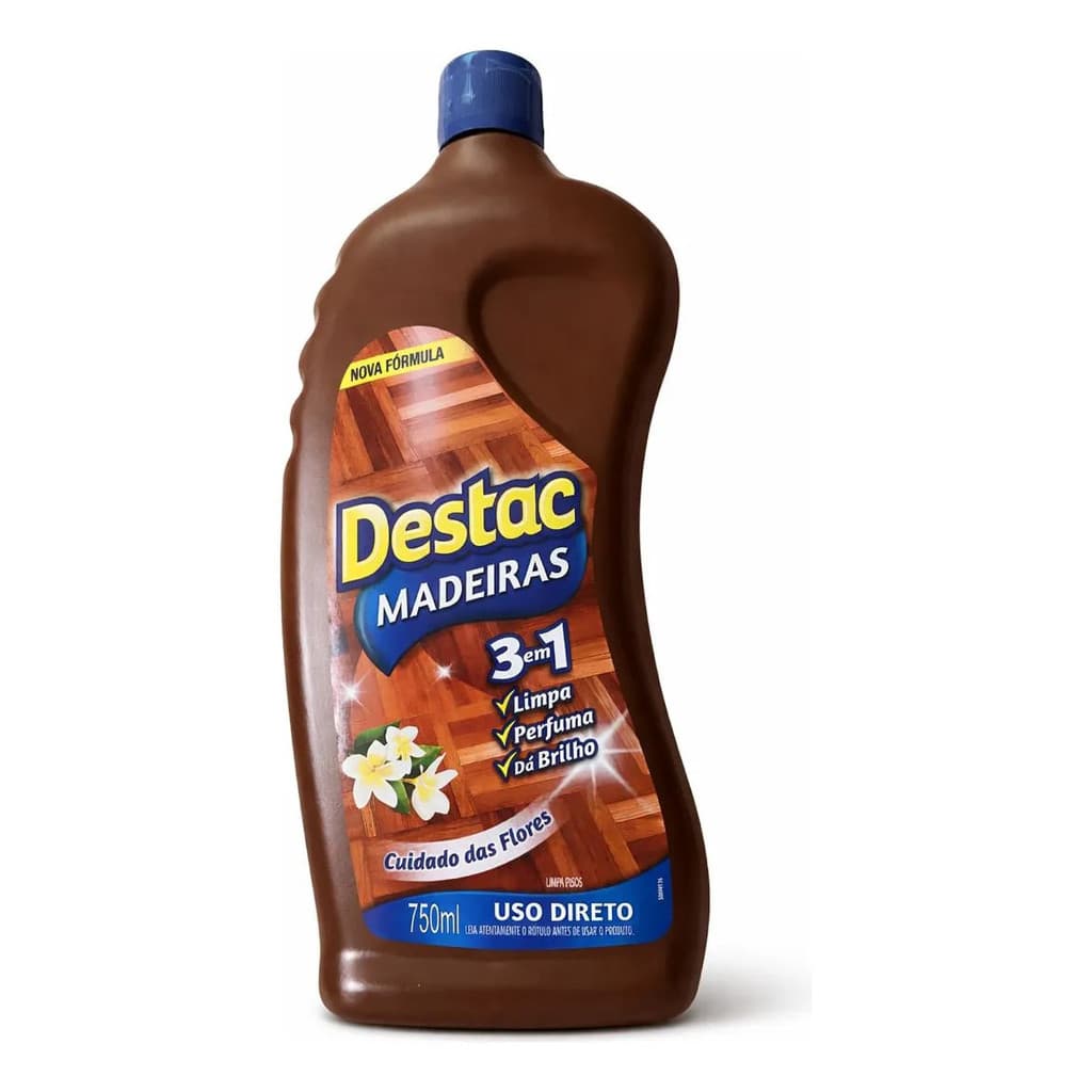 Limpador De Piso De Madeira Destac Cuidado das Flores, 3 em 1 Limpa, Protege, Perfuma e Dá Brilho