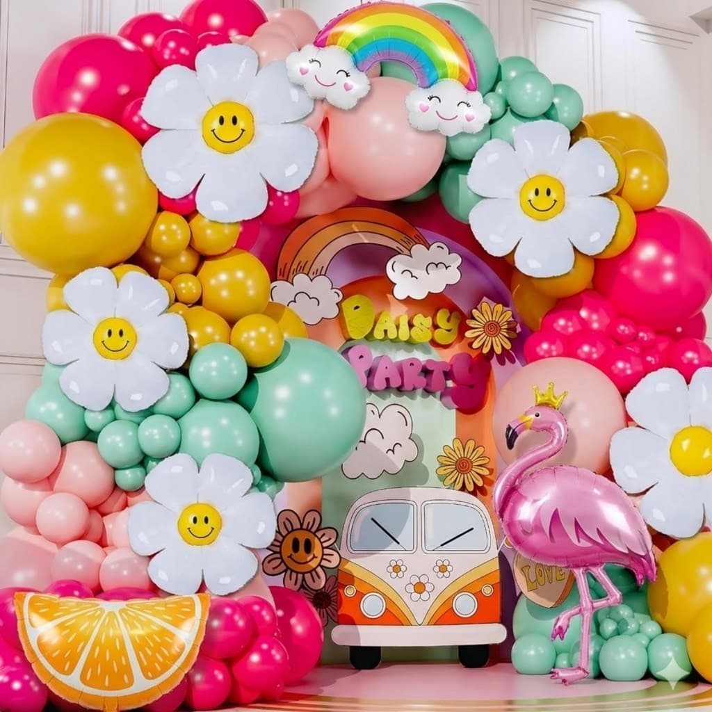Kit 125 Bexigas Arco Desconstruído com Flores Decoração Festa Completa M1091