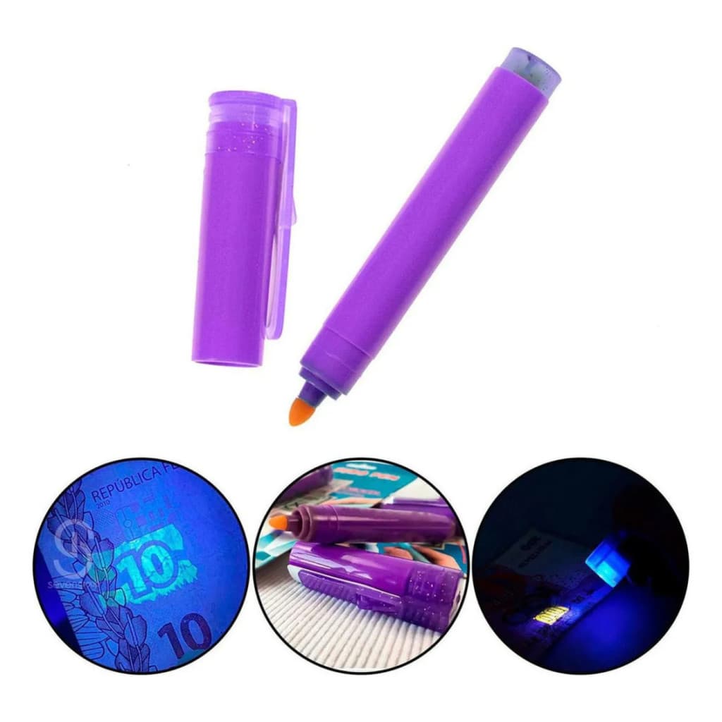 Caneta Detectora de Notas Falsas Com Luz UV Testador Dinheiro Verificador Cédulas