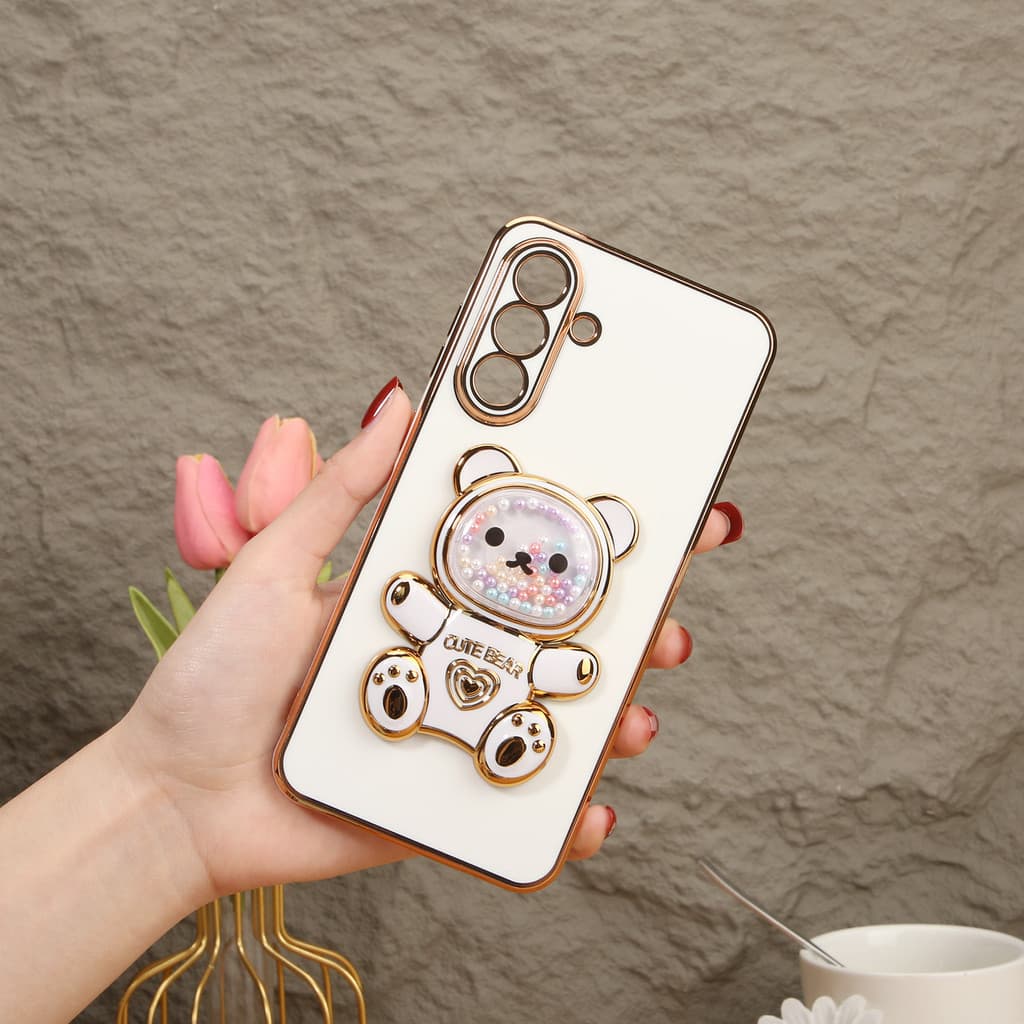 Capa Capinha Premium Galvanizada Sup Urso Brilho Para Samsung Galaxy S21 FE S23 FE S24 FE S25 FE