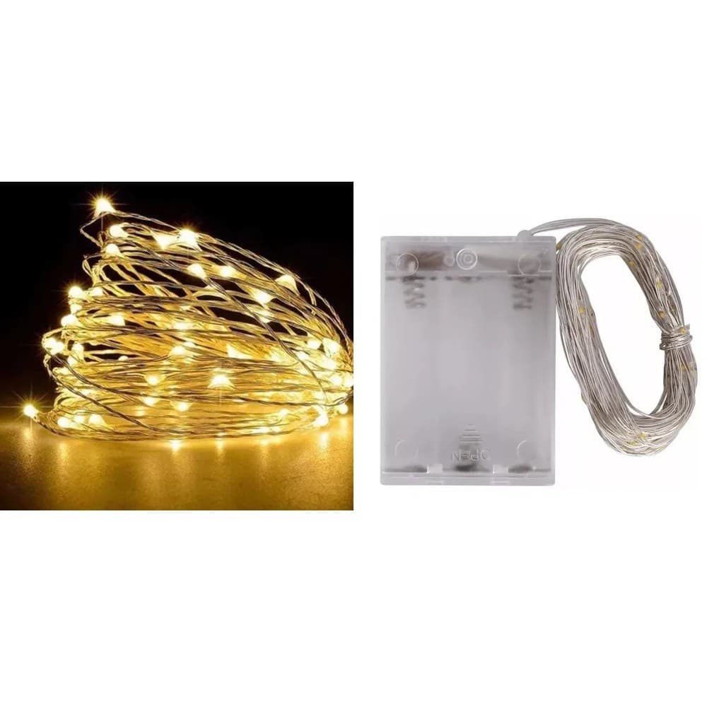 Fio De Fada 3 M-5M-10metros de Led Decoração Arame Cobre varias cores com Pilhas / Fio de LED / Cobre Prata Cordão