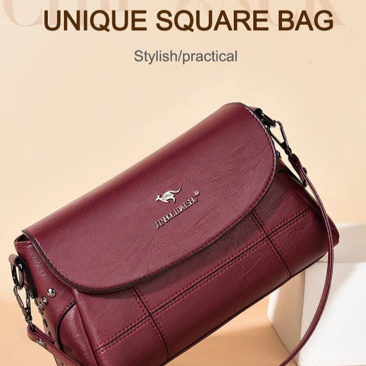 【Couro Macio Com Tachas】 Bolsa Feminina Casual/Elegante Crossbody Ombro/Bolsa Pequena Para Mães/Couro Macio