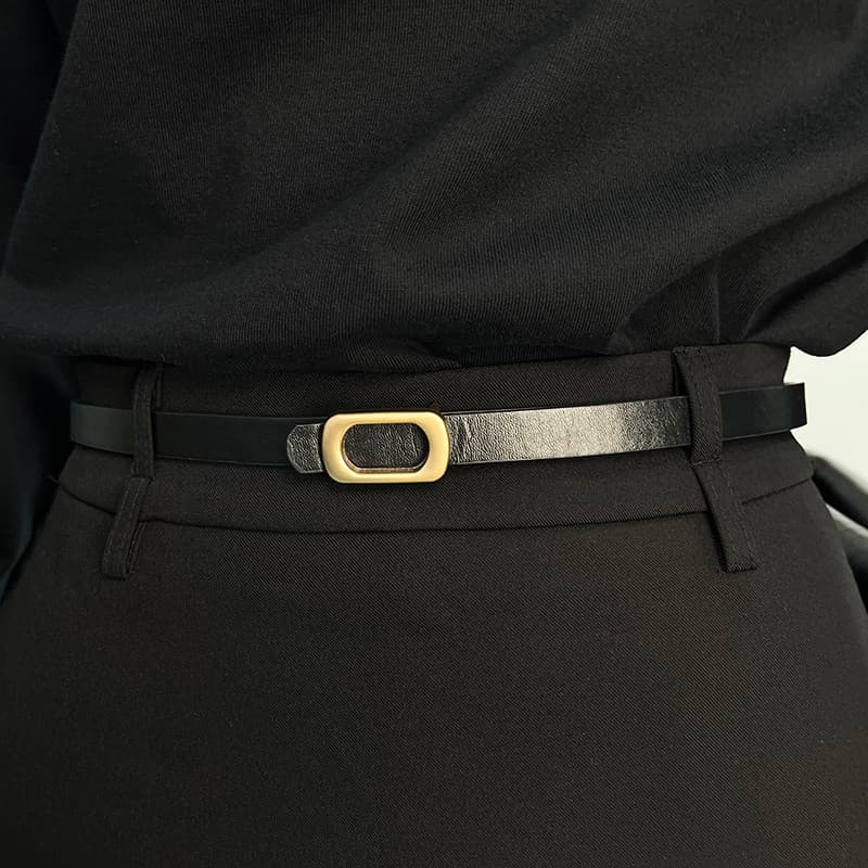 2025 novo estilo senhoras pequeno cinto All-Match decorativo combinando Jeans macacão saia curta cintura estreita cinto