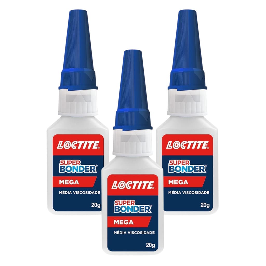 Kit 3 Colas Instantâneas Loctite Super Bonder Mega 20g - Máxima Adesão