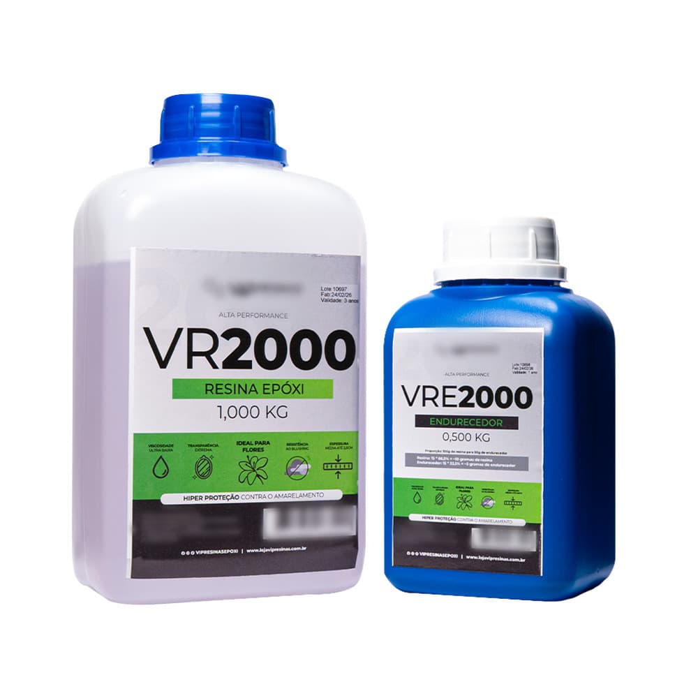 Resina Epóxi + Endurecedor VR2000 1,5Kg Ultra Transparente