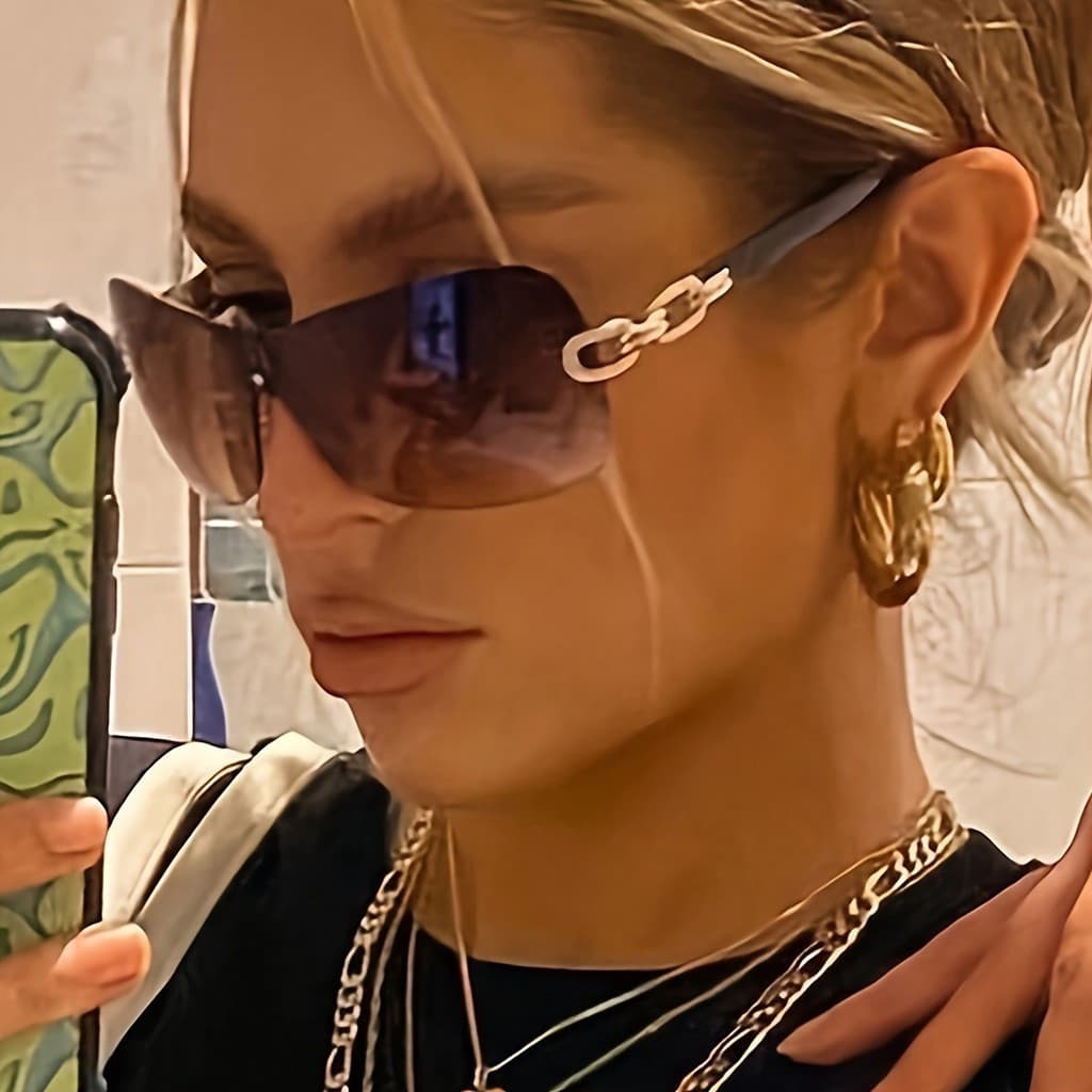 Óculos Retrô Sem Armação, Óculos de Sol Fashion com Lentes Gradientes, Óculos para Ciclismo e Festa na Praia, Para Mulhe