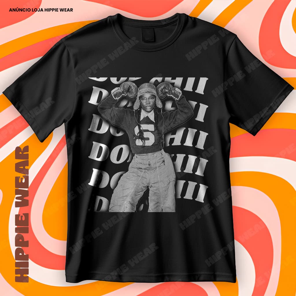 Camiseta Doechii Boxeadora Luvas De Boxe Hip Hop Rap Moda Estilo urbano Blusa Camisa 100% Algodão