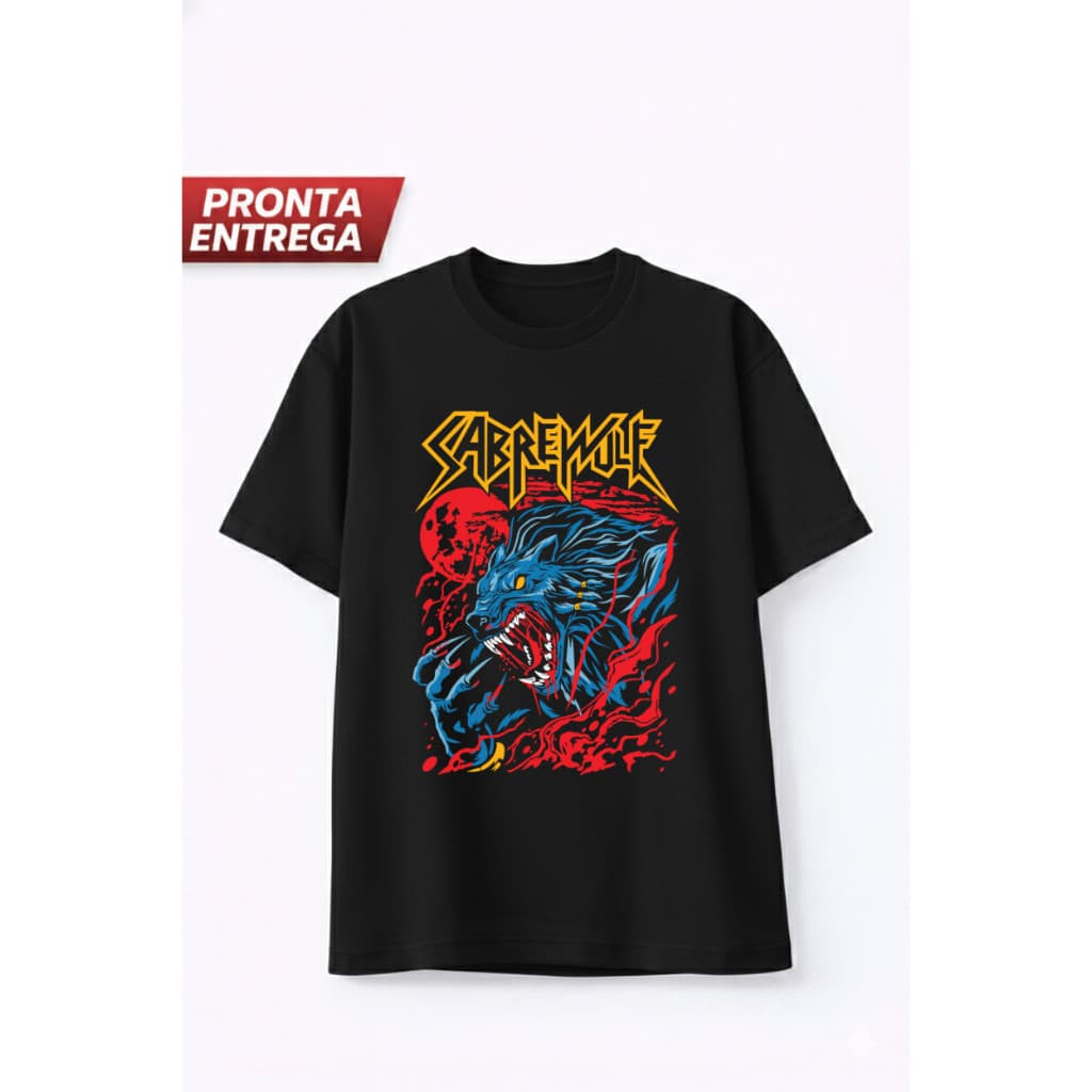Camiseta T-shirt Graphic Gamer Lunar Beast  - Estética Retrô Costura Reforçada Tecido Confortável Pronta Entrega