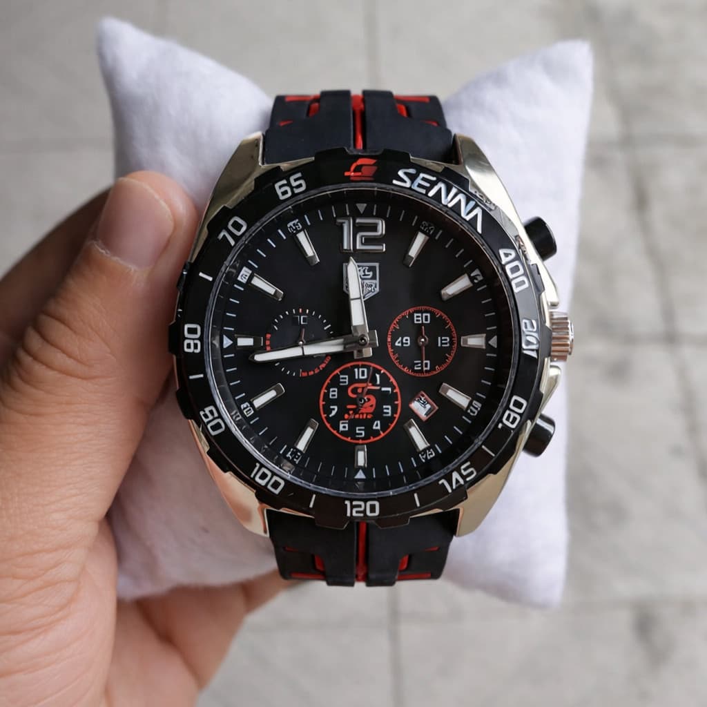 Relógio Masculino TH Senna Edição Exclusivo em Borracha e Precisão a Quartzo