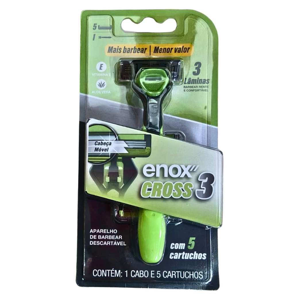 Aparelho de barbear enox cross 3 com 5 cartuchos