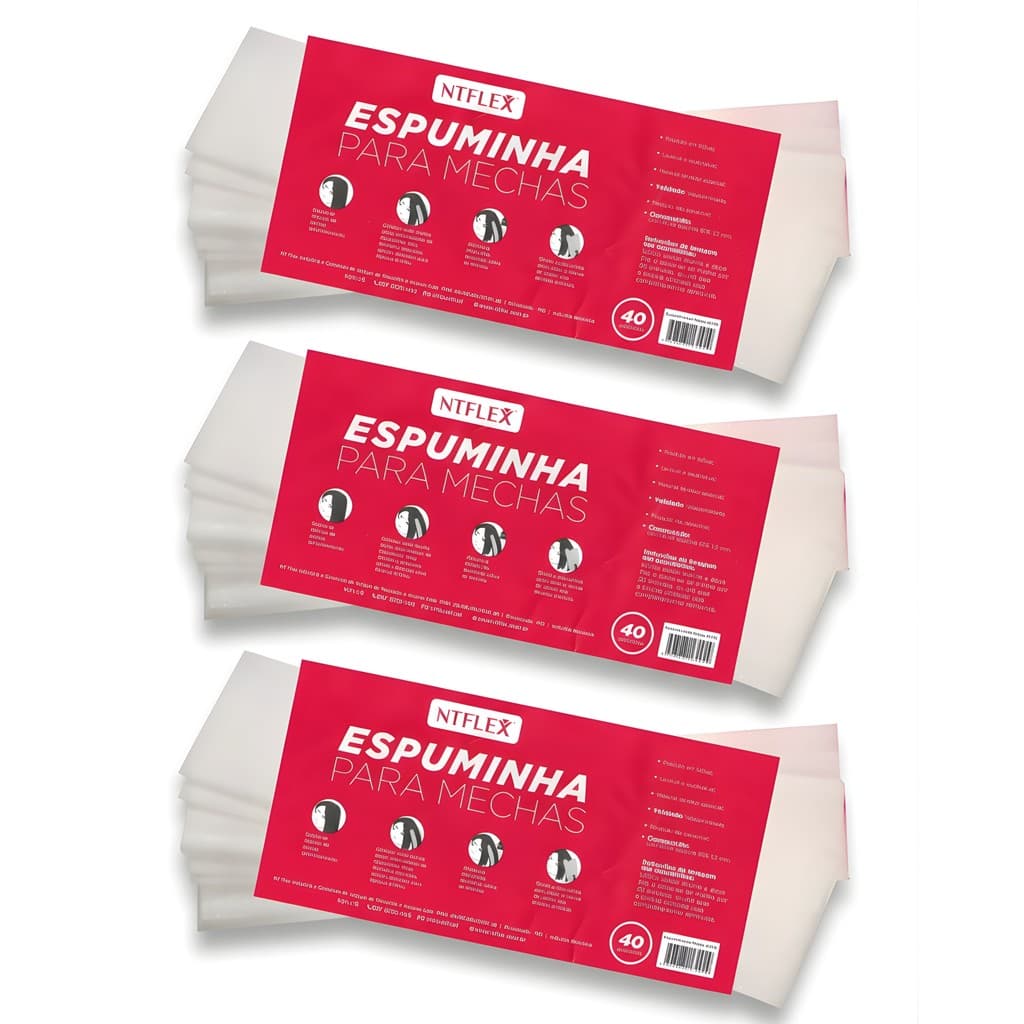 Espuminha em Folhas para Mechas 120 Folhas - 3 Pacotes