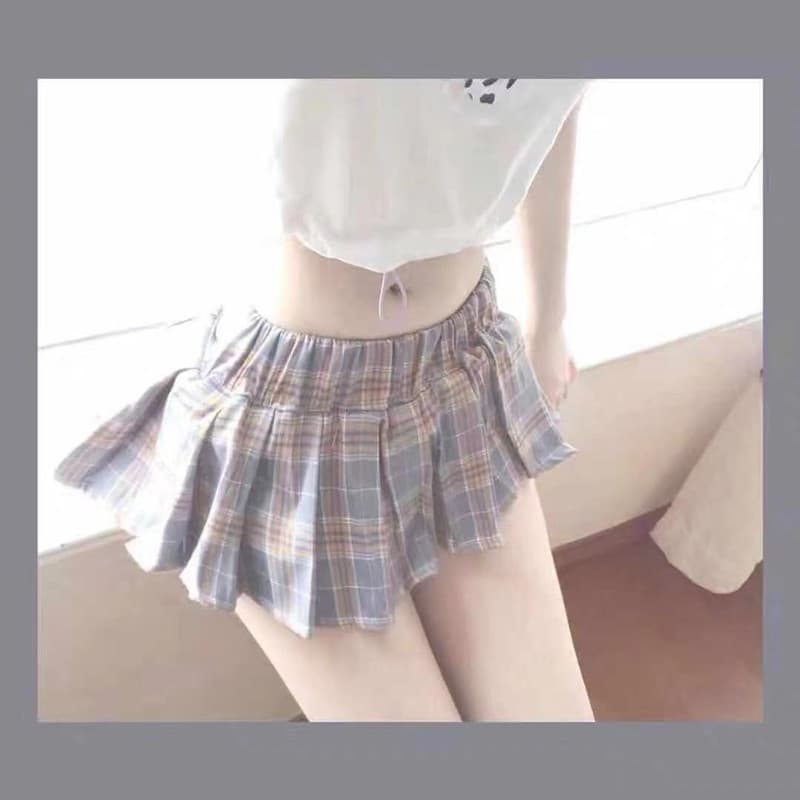 Mini mini saia plissada ultracurta japonesa fofa mini saia sem saia forrada JK xadrez macia menina saia plissada