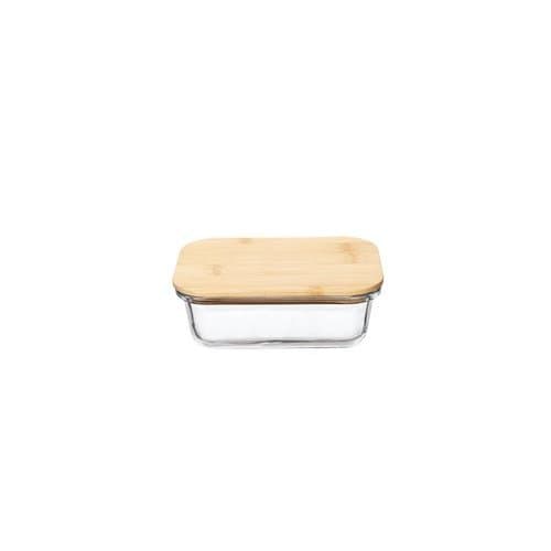 Pote Vidro Hermético Reservatório Tampa Bambu 600ml Durável Sustentável Armazenamento