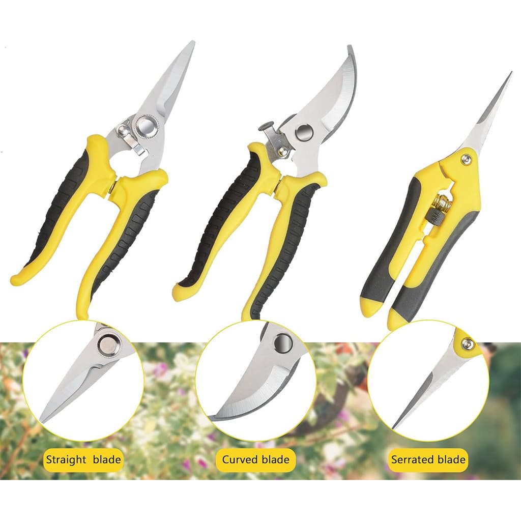 Kit 3 Tesouras de Poda para Jardim - Ideal para Galhos, Folhas e Plantas
