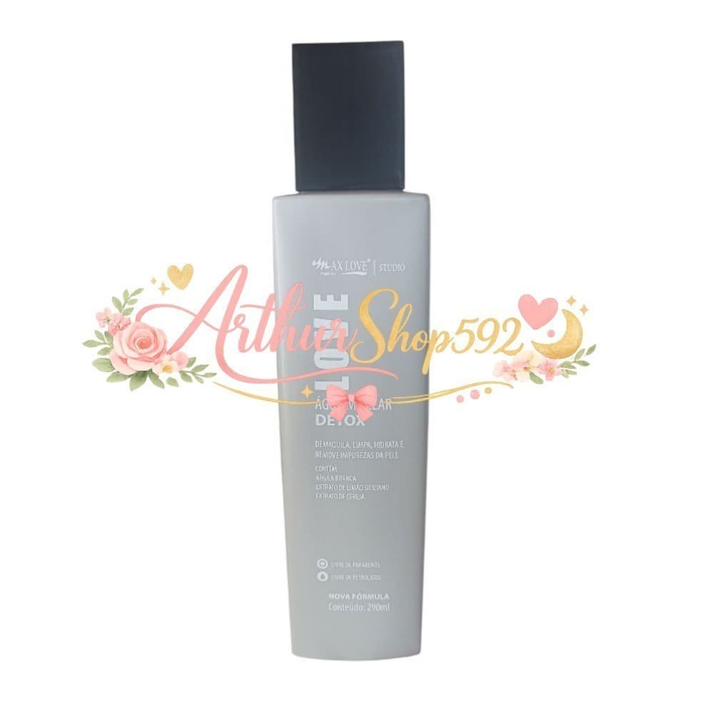 (V)Água Micelar Detox Max Love 290ml – Limpeza Facial, Hidrata e Purifica a PeleOFHY