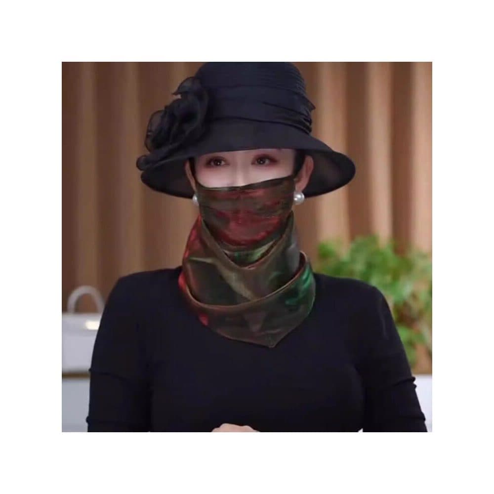 Versão coreana novo estilo verão protetor solar véu colorido pendurado contas multifuncional cachecol de seda moda All-M