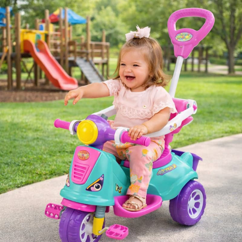 Triciclo Infantil Avespa Brinquedo Andador Carrinho De Passeio Motoquinha Buzina Pedal Haste Maral