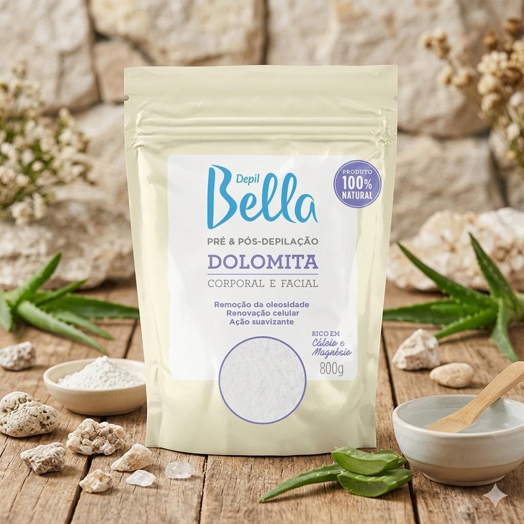 Dolomita Depil Bella 800g Pré e Pós Depilação 100% Natural