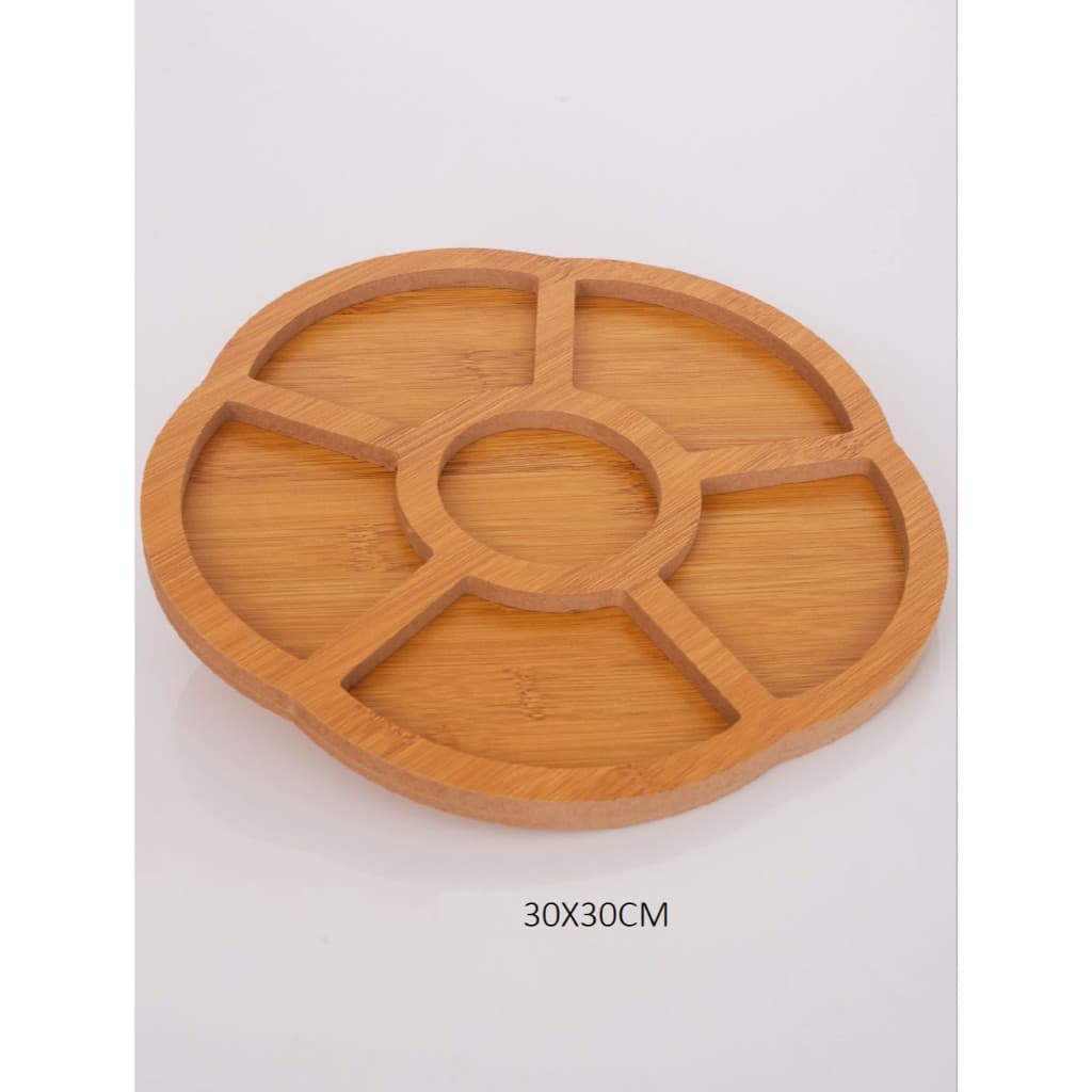 Petisqueira Gamela 30cm Tábua Para Petisco Multiuso Decorativa Mdf Estilo Bambu Em Forma De Flor