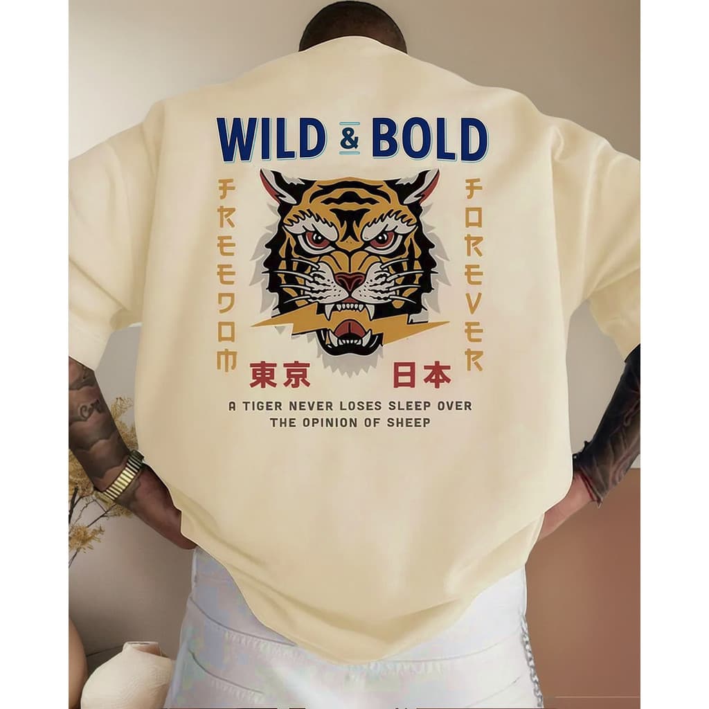 Camiseta Masculina Tigre Algodão Estilo Streetwear Confortável Lancamento Camisa Masculina Unissex