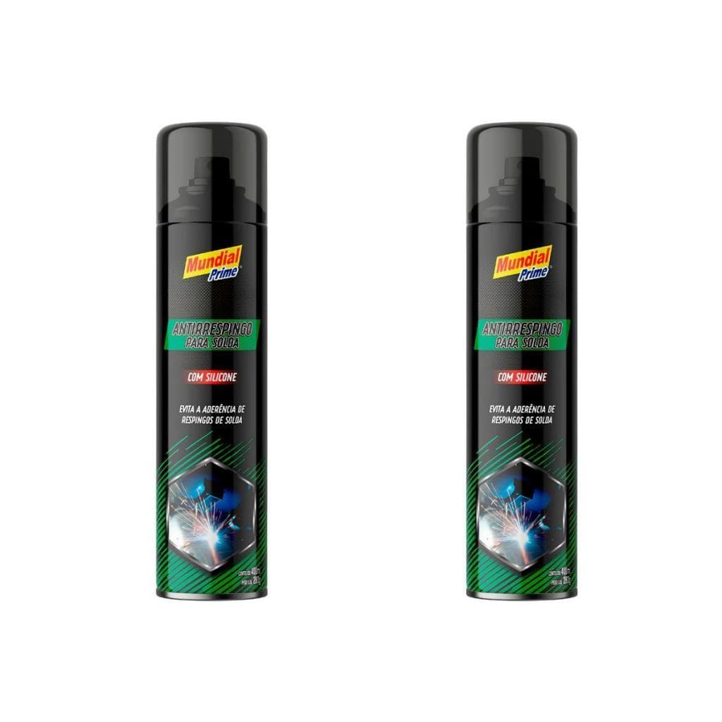 Kit 2 Antirrespingo De Solda 400ml Com Silicone Spray Anticorrosivo 280g - Mundial Prime