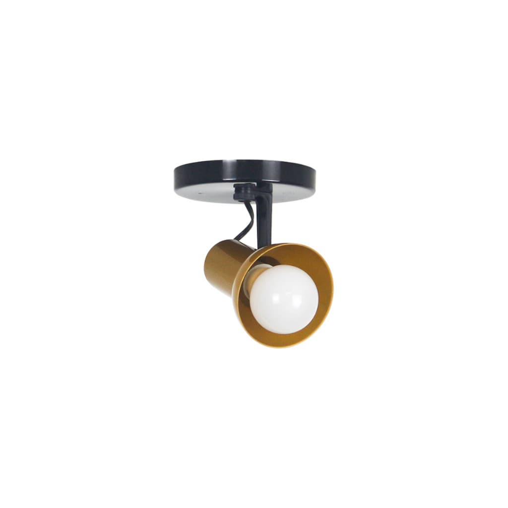 Luminaria de Teto Spot Sobrepor 1 lampada Direcionavel E-27 Preto com Dourado