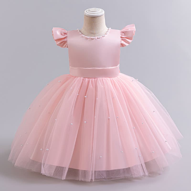 Verão Doce Novo Vestido De Princesa 0-3 Anos De Idade Meninas Grande Arco Frisado Gaze Das Crianças Do Bebê Menina Anive