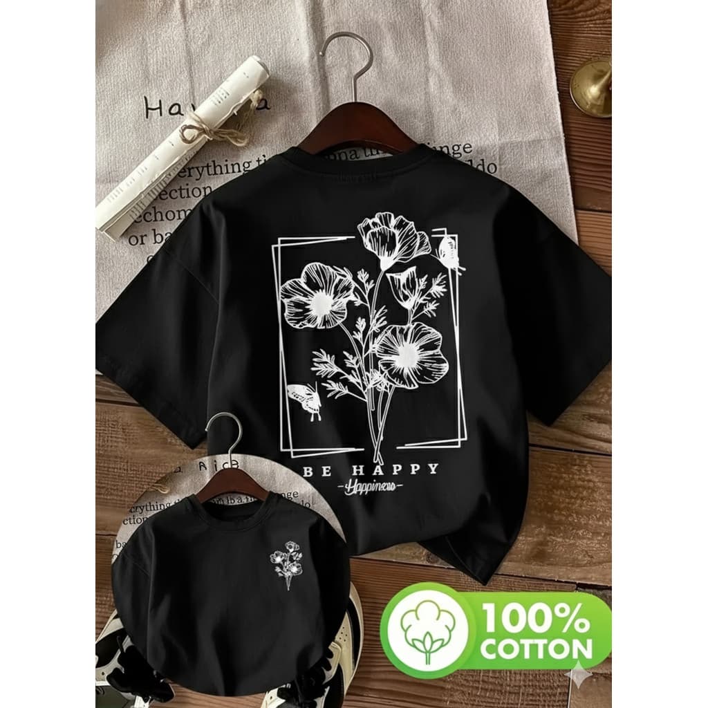 Tshirt Feminina Estilosa Flor Lançamento Camiseta 100% Algodão Camisetão Solta Plus Size Camiseta -Elisart