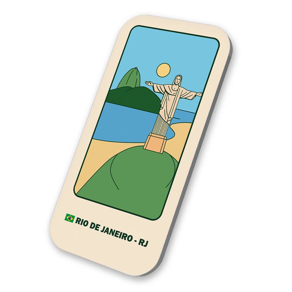 Imã Geladeira Rio de Janeiro Rio de Janeiro Brasil Coleção Pontos Turísticos do Brasil em Metal 3x6cm
