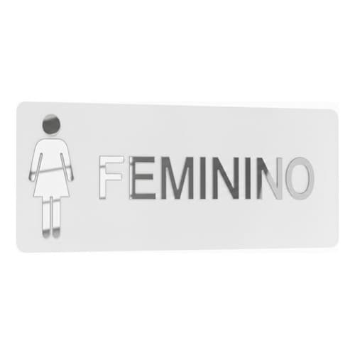 Placa Sinalização Banheiro Acrílico Espelhado Masc Fem 30x10 Feminino Preto C/dourado