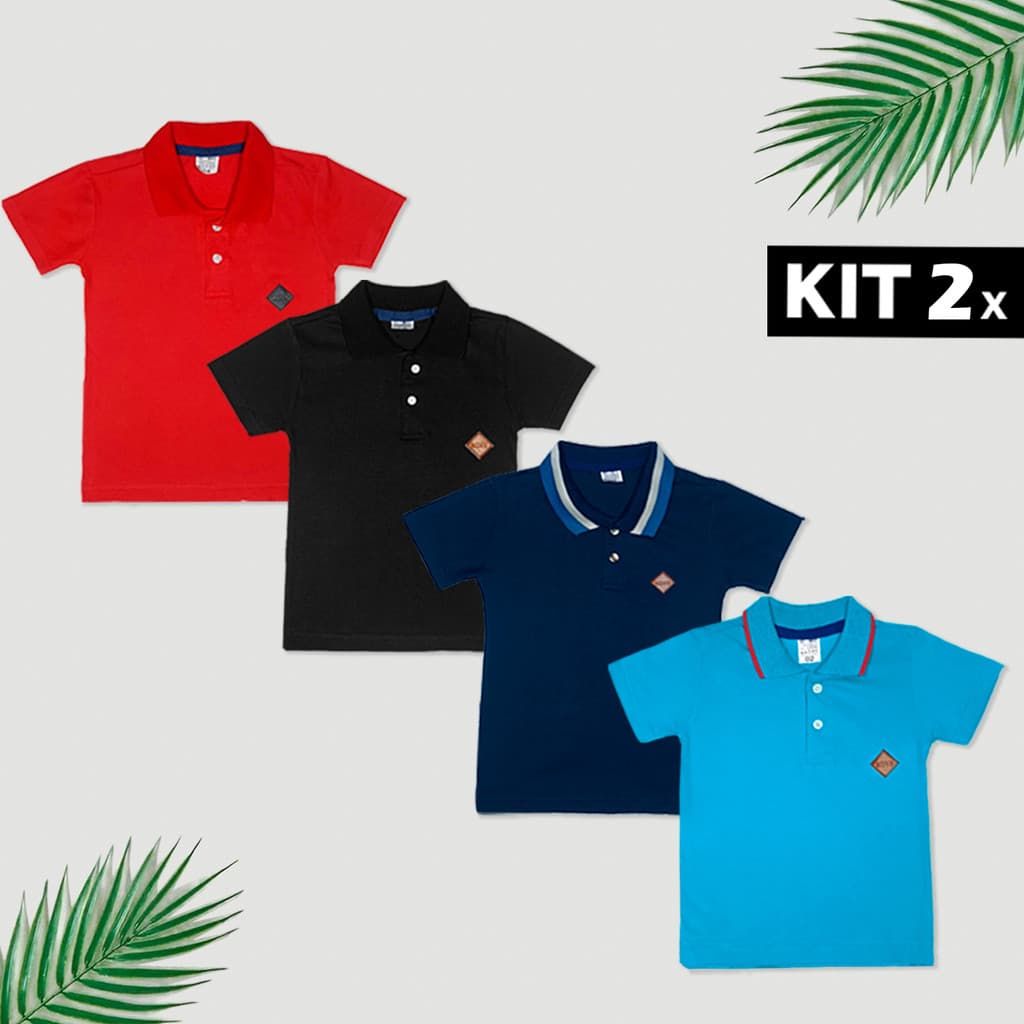 Kit 2 Camisas Polo Infantil Algodão Premium Camiseta Meninos