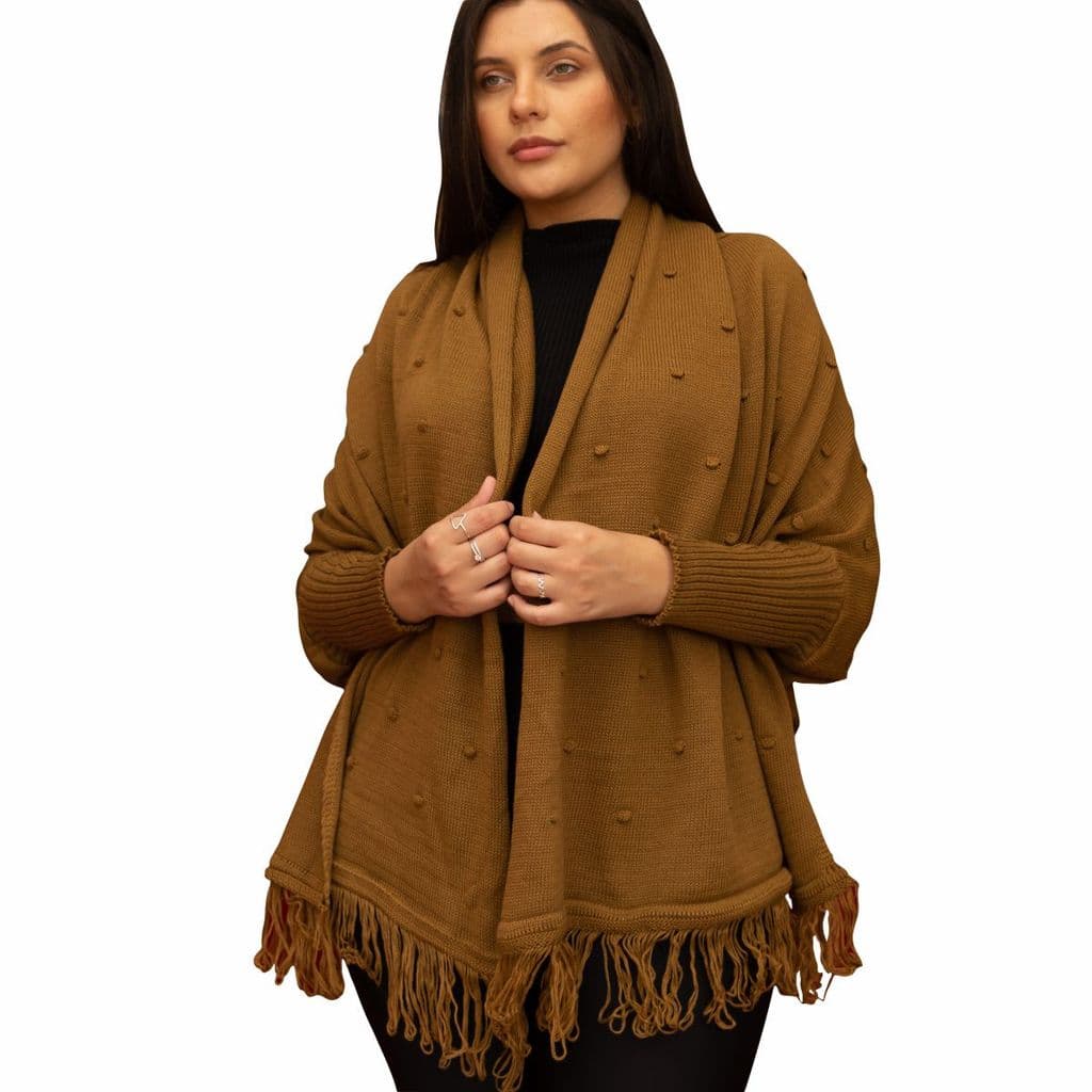 Kimono Plus Size Inverno Estilo Poncho Lançamento Tricô Femino