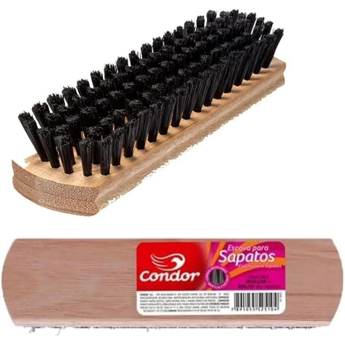 Escova Para Sapatos Condor Cerdas Duo Sintética E Natural Lustra Limpeza Engraxar