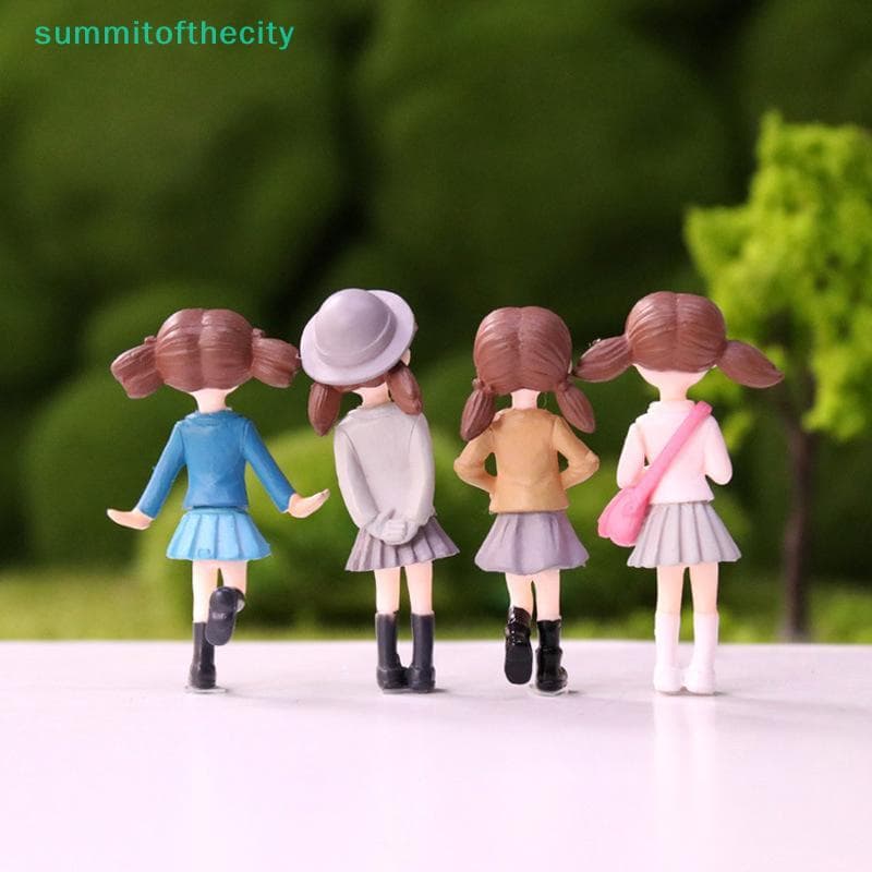 Nobleflyingsum 4 Peças Estatuetas De Meninas De Desenho Animado Em Miniatura Enfeites De Jardim De Fadas Micro Paisagem