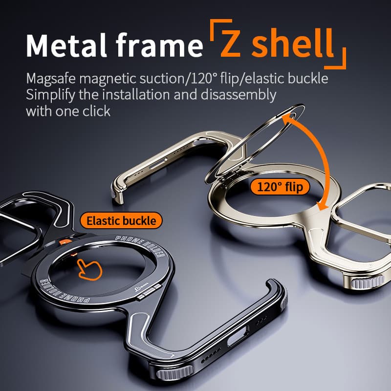 Metal Tipo Z Caso Magnético Para iPhone 17 15 14 16 Pro Max 17Pro Liga De Alumínio Sem Aro Snap-on Suporte À Prova De Ch