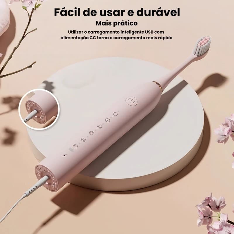 Jogo Escova De Dente Elétrica Sônica Recarregável Infantil E Adulto Combo 4 Pontas Promoção Queima Estoque