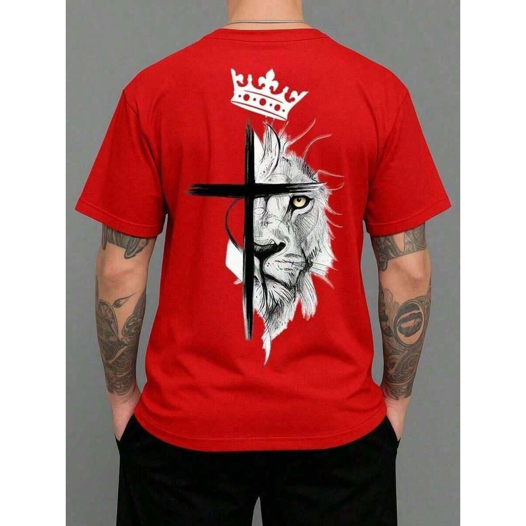 Camiseta Masculina Gola Redonda Camisa 100% Algodão Blusa Fio 30.1 Camisa Confortável Estampa Religiosa